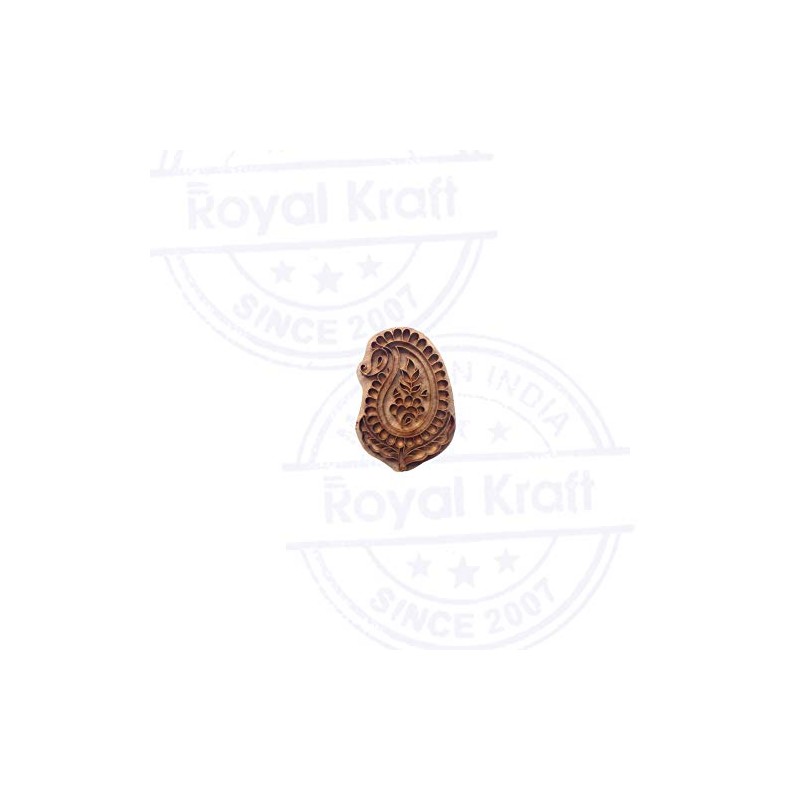 Ornate Print Stamp Brass Paisley Pattern Wood Clay Block