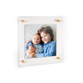 ArtToFrames Floating Acrylic Frame for Pictures Up to 5x5 inches (Full Frame is 9x9) with Gold Standoff Wall Mount Hardware, Acrylic-109-5x5-71