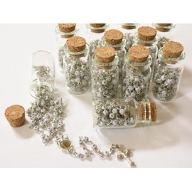 YRP (12) Rosary Bottle Lady GUADELUPE Baptism Communion RECUERDOS DE BAUTIZO White/Silver