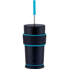 Peacock ATX-R55 Tumbler with Straw, 19.7 fl oz (550 ml), Vacuum Insulated, Cold Insulated, For Sports Drinks, Carbonated Beverages, Blue Black