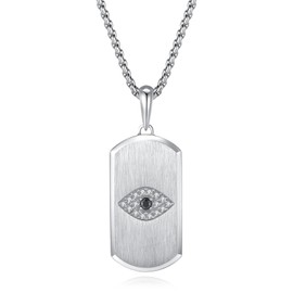 GAVU Dog Tag Pendant Necklace for Men, Stainless Steel Pendant Necklace Evil Eye Necklace for Men 55cm