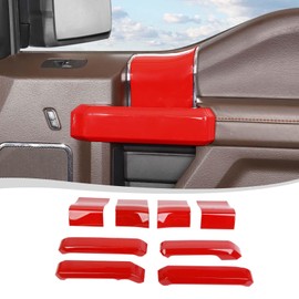 Voodonala for F-150 2015-2020 Interior Door Handle Cover with Door Panel Cover Compatible with Ford F150 2015-2020, F150 Interior Accessories 8Pcs(ABS,Red)