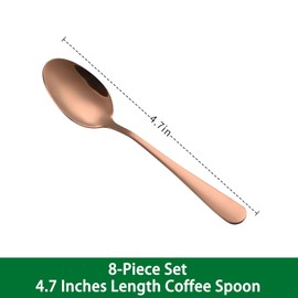 DEHOV 4.7 Inch Coffee Spoon,8 Pieces Rose Gold Stainless Steel Teaspoon Set,Mini Espresso Spoons,Copper Tea Spoon,Copper Seasoning Spoons
