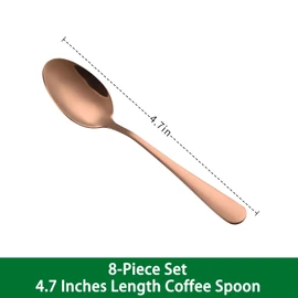 DEHOV 4.7 Inch Coffee Spoon,8 Pieces Rose Gold Stainless Steel Teaspoon Set,Mini Espresso Spoons,Copper Tea Spoon,Copper Seasoning Spoons