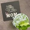 Unbranded Flower For Mom Retro 4'' X 4'' Square Wooden
