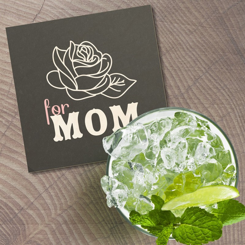 Unbranded Flower For Mom Retro 4'' X 4'' Square Wooden
