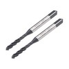 sourcing map M3 x 0.5 Spiral Flute Thread Tap, Metric Machine Threading Tap HSS Nitriding Coated, Round Shank with Square End, H2 Tolerance, 2pcs