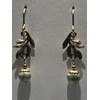 Silver Forest Leaf Swag with Bead Drop pierced Earrings NE-1993