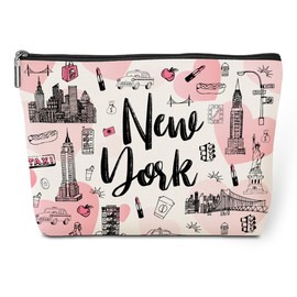 New York Lovers Gift Makeup Bag Cosmetic Bag, New York Travel Gifts Girls Trip Gifts Favors, New York Souvenir Merch Friendship Gifts for Women NY Lovers Traveller Sister Niece Birthday Christmas