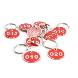 Sourcemall Aluminum & Plastic Key Tag Numbered Key Rings 30mm (Red, 1-50)