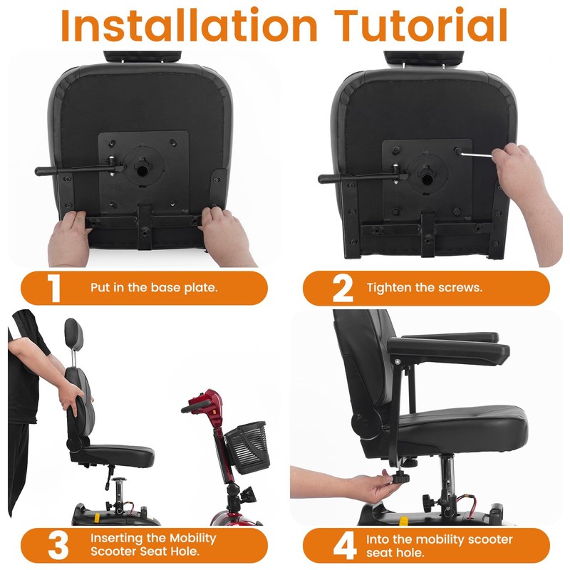 Mbxcooter Ergonomic High-Back Mobility Scooter Seat - Adjustable Headrest, Foldable