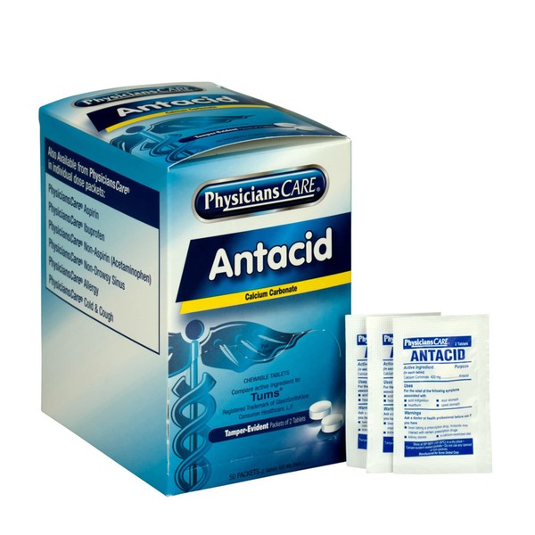 PhysiciansCare Antacid Heartburn Medication (Compare to Tums), 50 Doses of Two Tablets, 420 mg