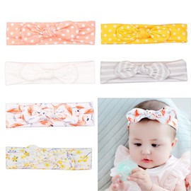 SPOKKI Hairband 6 Pieces Turban Headband Hair Accessories Cute Bow knot Head wear for Baby/Girl/Infant Toddler Photo/Birthday Party (A)