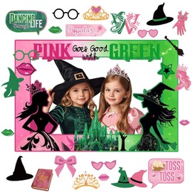 Hollween Witch Party Decorations, Witch Party Photo Booth Props, Wicked Selfie Frame, Pink and Green Theme Movie Birthday Graduation Party Supplies