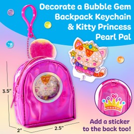 Creativity for Kids Bubble Gems Backpack Keychain: Kitty Princess, Diamond Painting Kits for Kids, Arts and Crafts for Kids, Craft Kits and Princess Toys for Girls, Crafts for Girls 6-8+