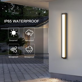 LamQee 39.4 in Aluminum Long Outdoor Wall Lights, 2900K 2500LM LED Waterproof IP65, Linear Modern Exterior Lighting Fixtures Wall Mount Outside Sconce Acrylic Shade for House Porch Patio Garage Door