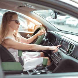 Nuanchu 46 Pcs Bling Car Accessories Set for Women Leather Steering Wheel Cover Seat Belt Covers Diamond Rings Sticker Rhinestone Cup Holders USB Adapter Flower Air Vent Clip (Sage Green)