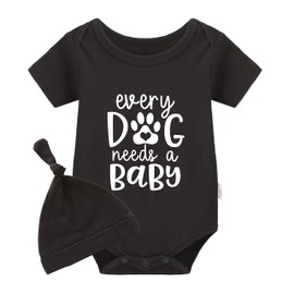YSCULBUTOL Baby Twins Every Dog Needs a Baby Boy Clothing Baby Rompers Newborn Short Sleeve Toddler Clothing (black every DG 6m)
