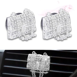 x xotic tech 2Pcs Bling Handbag Air Vent Fresh Clips Rhinestone Car Fresheners Air Outlet Decoration Charm Car Interior Crystal Accessories for Girls Women