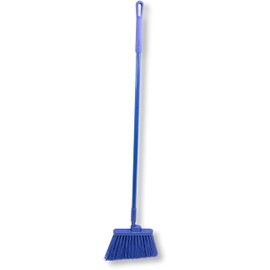 SPARTA 41083EC14 Plastic Color Coded Broom, Unflagged Bristles, Long Broom With Angled Head For Small Debris Cleaning, 56 Inches, Blue