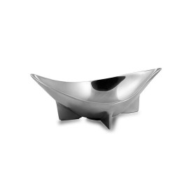 Homeroots 12" Silver Aluminum Oval Centerpiece Bowl
