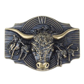 fomissky-sisa Big Bull Head Western Cowboy Belt Buckles for Men, Texas Belt Buckle Replacement Cool American Rodeo