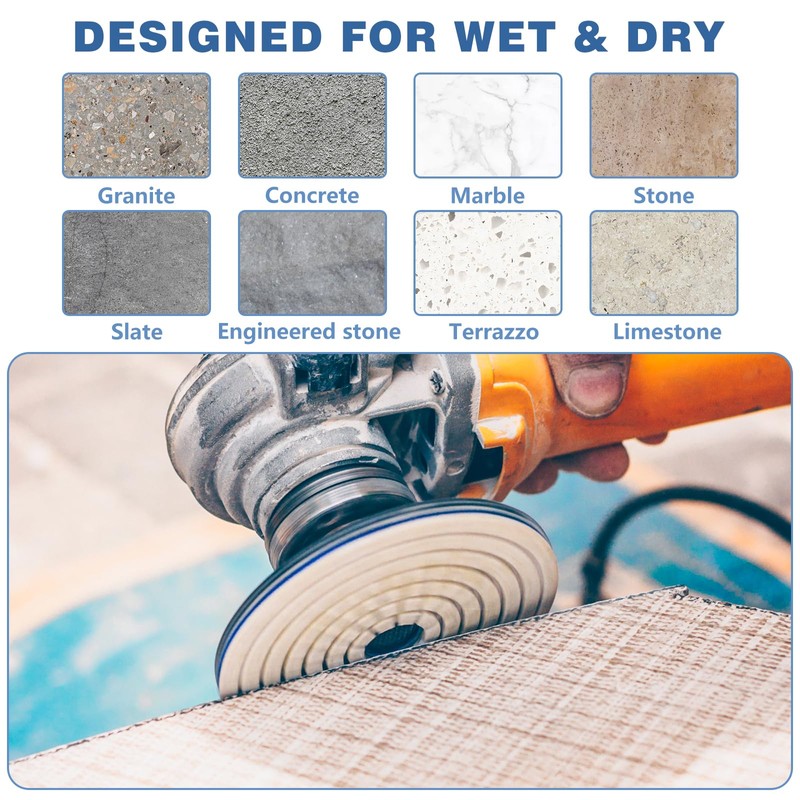 8 Pack 4 Inch Diamond Polishing Pads for Drill Grinder