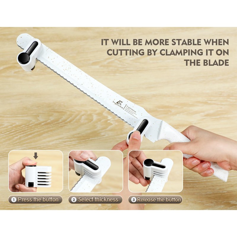 CoquusAid Resharpenable Bread Knife for Homemade Bread, 11.6-Inch Multifunction Serrated