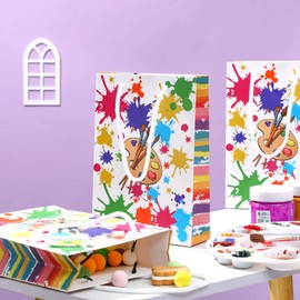 Art Party Bags Paint Art Party Treat Bags Sip and Paint Party Goodies Bags for Paint Splatter Party Art Party Decorations (Bright Style, 36 Pieces)