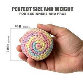 Flzoaveus Handmade Crocheted Footbags (2 Pack) - Durable Cotton Knit Kick Sack Juggling Balls for Outdoor Play, Party Games & Coordination Training, Macaron Pastel Colors
