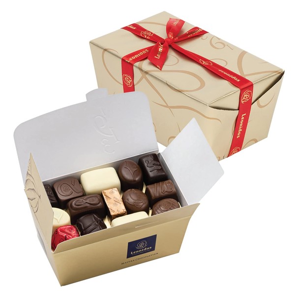 Leonidas Belgian Chocolates | NO Alcohol Assortment of Milk Chocolates, Dark Chocolates and White Chocolates in a Beautiful Gift Ballotin Box (1 x 32pc 500g)