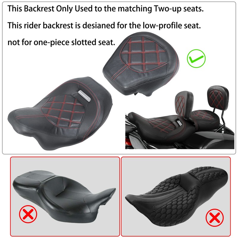FOVPLUE Rider Backrest,Adjustable Driver Backrest Pad Kit fits for Harley