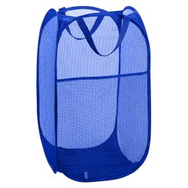 Buenod Cesta de malla para la colada, cesta de lavandería plegable, para recámara, departamento, color azul real