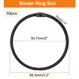 SWZHAI Binder Rings 30pc, Book Rings 2 Inch, Flash Card Rings Large Index Card Ring Loose Leaf Binder Rings Black Ring Clips Metal Rings for Index Cards Rings for Paper