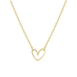 DeScount Dainty Gold Heart Necklace,Cute Simple Open Heart Necklaces for Womens