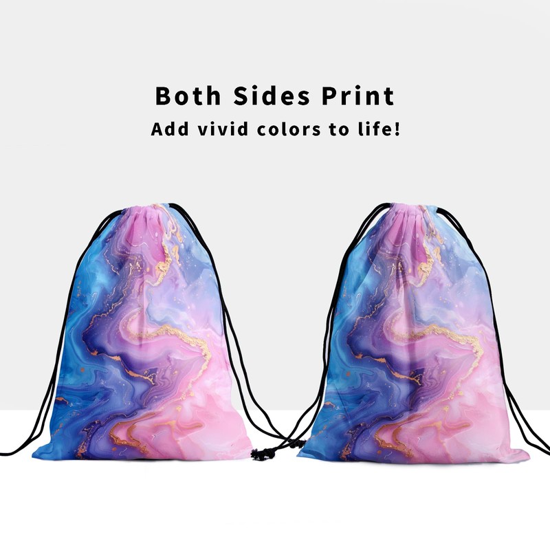Marble Printed Gymnastics Grip Bag Golden Foil Drawstring Bag Blue