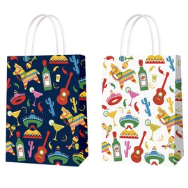 12 Pack Fiesta Gift Bags Cinco De Mayo Birthday Party Favor Bags Mexican Themed Baby Shower Bridal Shower Party Supplies (Color 2)