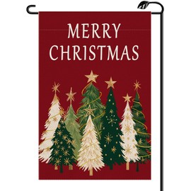 Merry Christmas Trees Red Garden Flag 12x18 Inch Vertical Double Sided Winter Xmas Small Flags Farmhouse Outside Decoration For Yard SD45