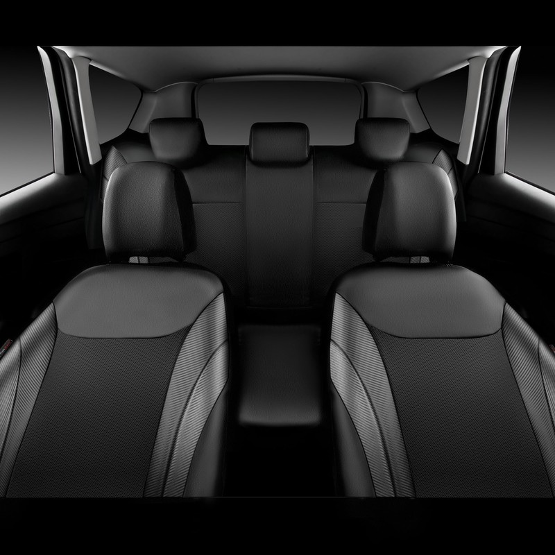 CAR PASS Premium Carbon Fiber Leather Car Seat Covers Full
