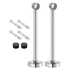 uxcell 2Set Ceiling Mount Bracket Fit 1.02inch Pipe, Stainless Steel Curtain Rod Holder Closet Rod Holders for Wardrobe Bathroom Curtain Pipe, 11.81inch Length