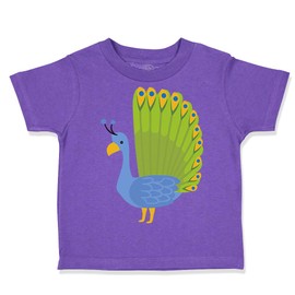 Toddler T-Shirt Zoo Peacock Spread Tail Zoo Funny Cotton Colorful Peacock Boy & Girl Clothes Zoo Baby Funny Tee Purple Design Only 4T