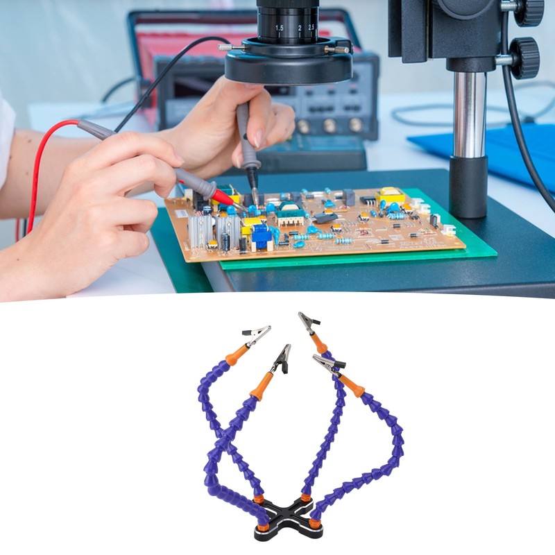 Soldering Helping Hands 4 Flexible Arms Aluminum Alloy Base Third