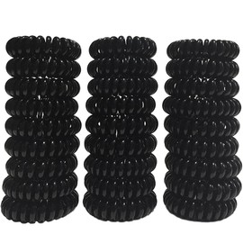RN BEAUTY 27 PCS Spiral Hair Ties Coil Hair Ties Phone Cord Hair Ties Waterproof Elastic Traceless Ponytail Holder Coil Hair Bands for Thick and Curly Hair Diam. 1.58inch(4cm) No Crease Hair Coils for Women and Girls Adults and Children - Black