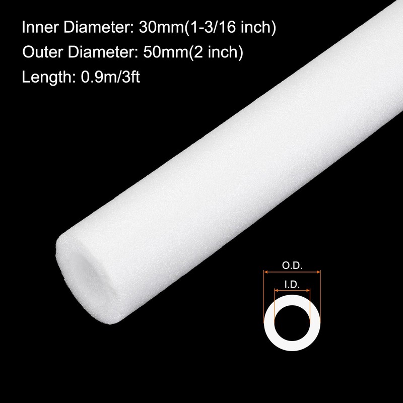 Rebower 1pcs Pipe Insulation Foam Tube 1-3/16" ID x 2"