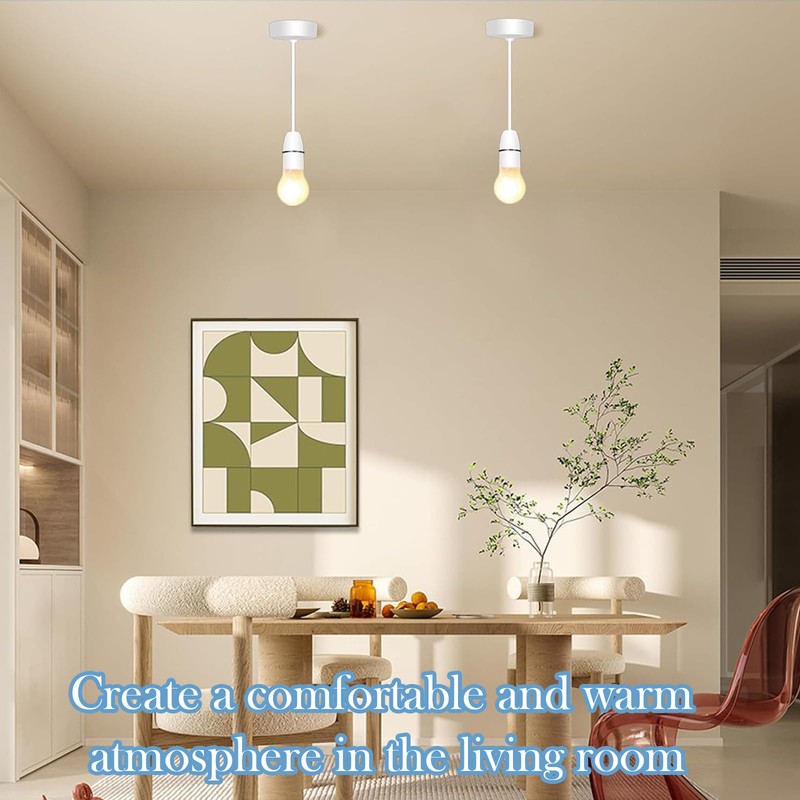 WORUIB Pendant Light Fitting, E27 Ceiling Rose Light Fitting, 90