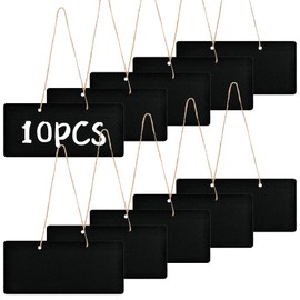 10pcs Chalk Board, Small Chalkboard Signs Erasable Wooden Rectangle with Hanging Twine for Home Office Weddings Parties Restaurants Cafes Wall