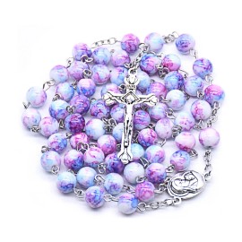 Purple Glass Beads Rosary Necklace – Catholic Holy Center & Crucifix