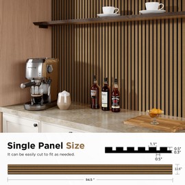 Wood Slat Acoustic Panels, 94.5" x 12.6" Each Soundpoof Wooden Slat Wall Panel - Classic Oak, 4 Pack