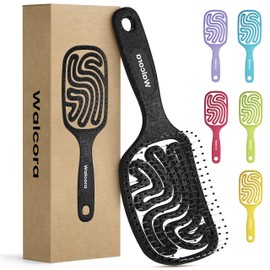 Walcora Hair Brush without Pulling, Detangling Brush & Detangler Brush for Women, Men & Children, for Curls, Wet, Fine & Long Hair, Hair Brush - Black