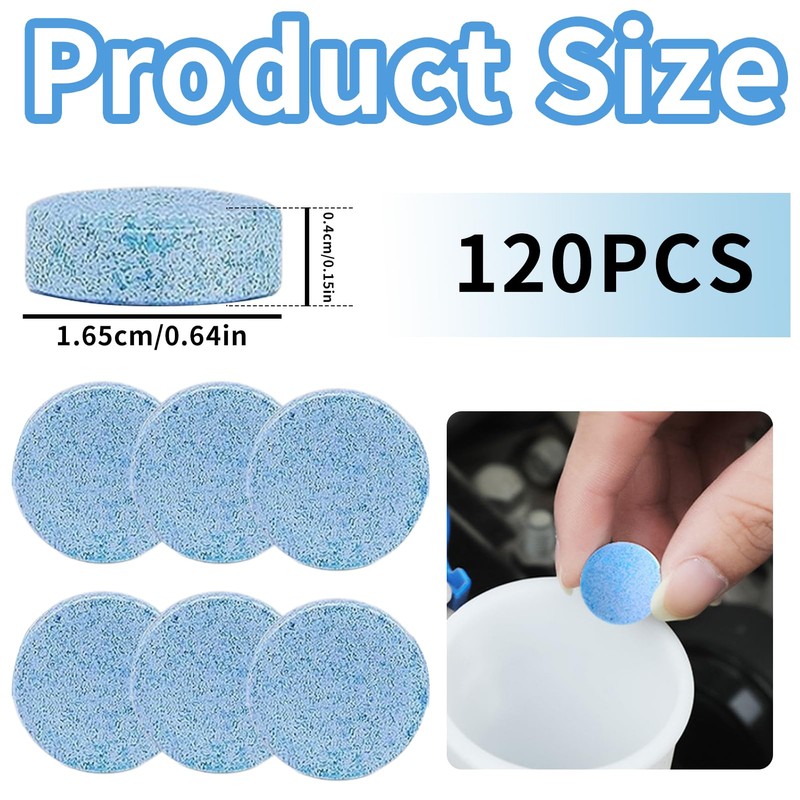 120 PCS Car Screenwash Tablets, Concentrated Windscreen Car Wiper Solid